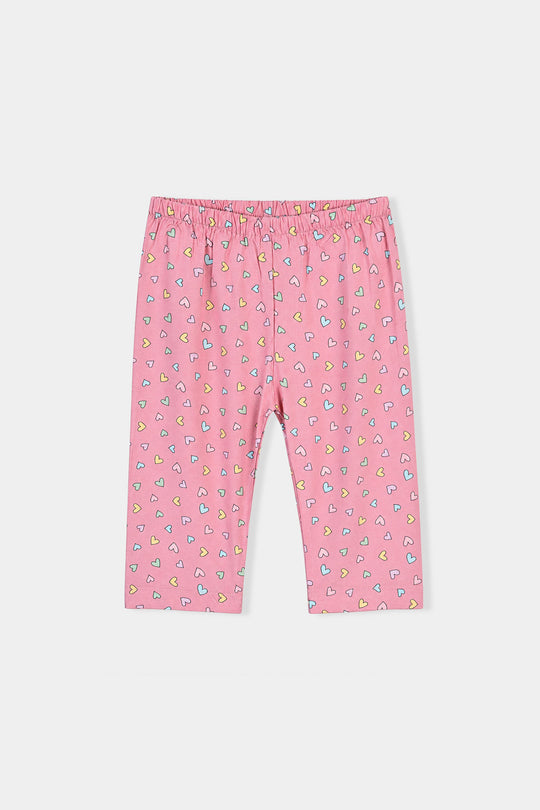 Infant Girls Linen Viscose Nightwear-Multi Hearts-Pink