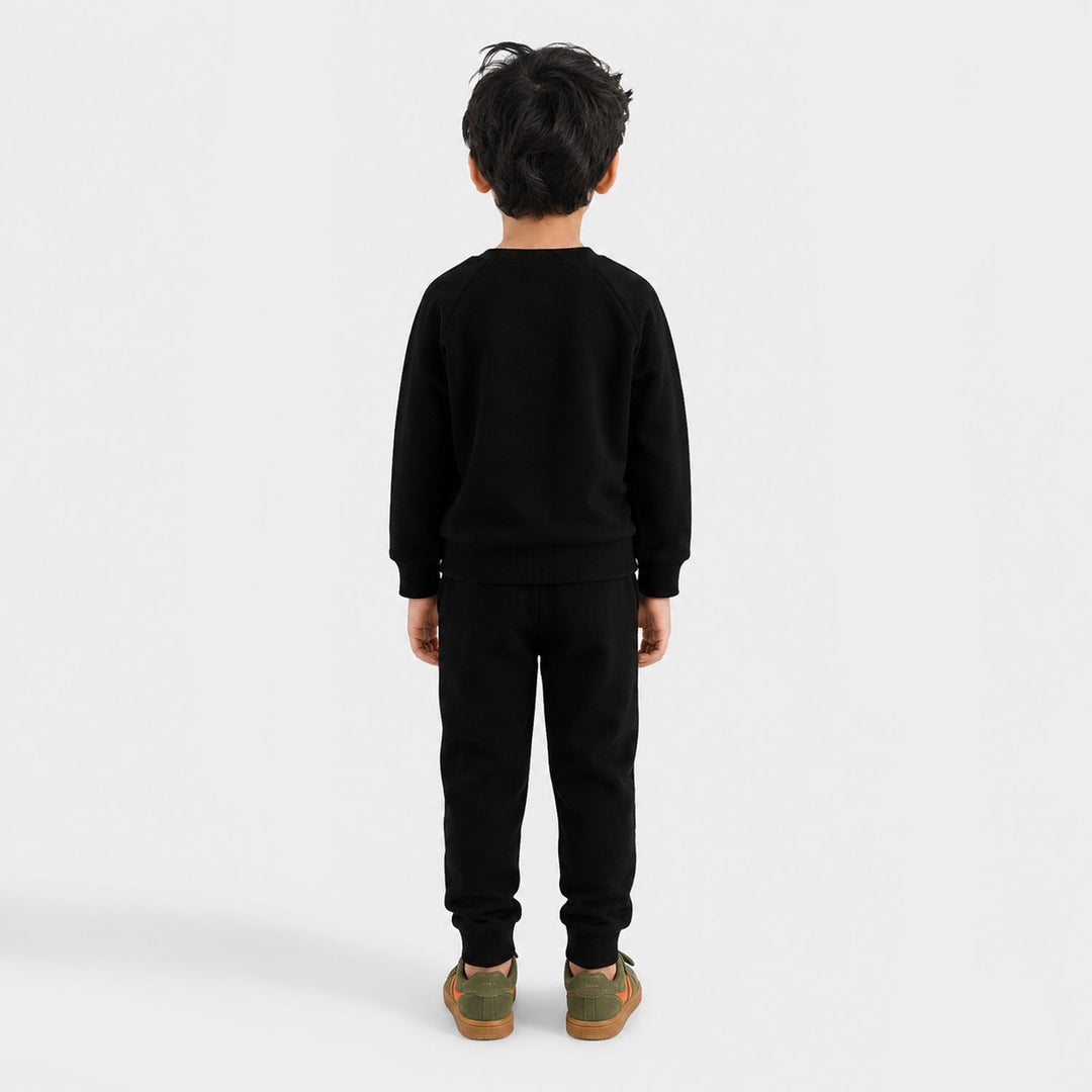 Boys Cotton Interlock 2 Pcs Suit-Black