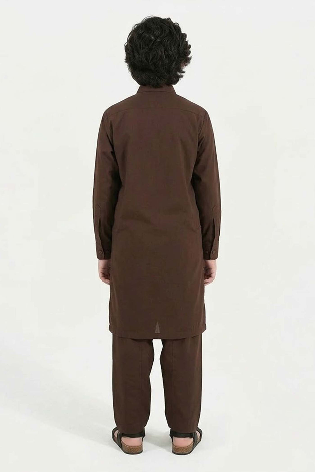 Boys Poly Viscose Kurta Pajama (Blended) - Brown