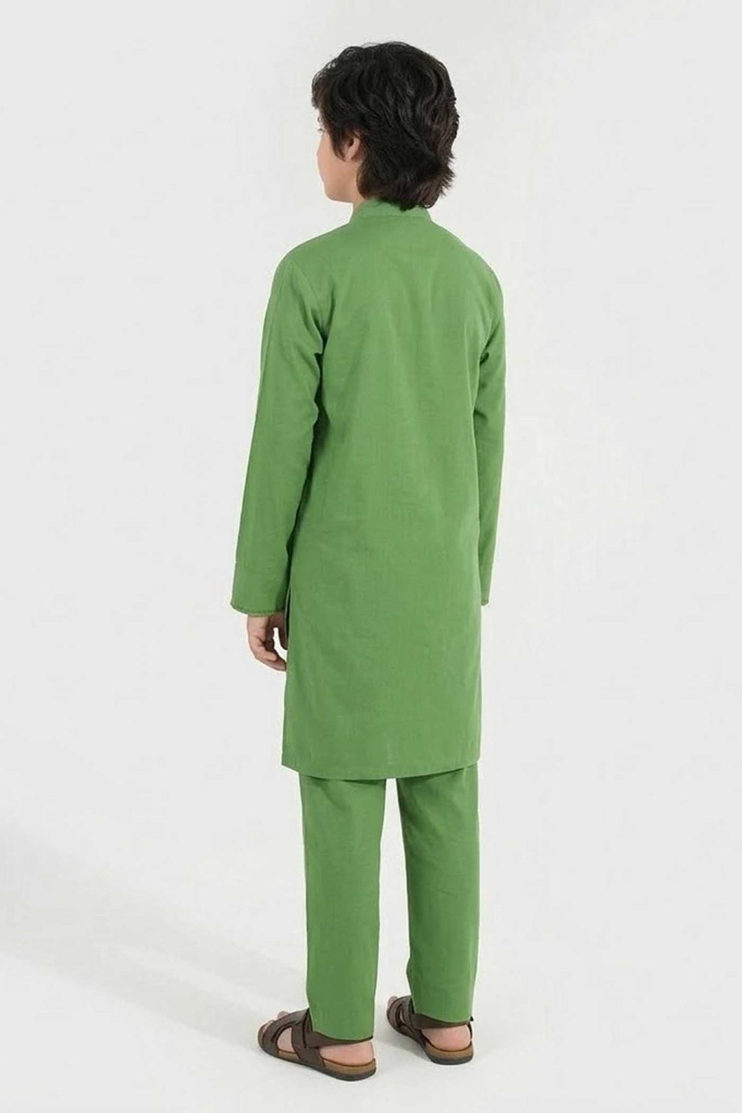 Boys Cotton Kurta Pajama Suit (Forest ELF) - Green