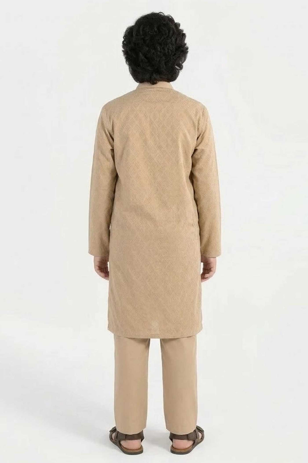 Boys Jacquard Kurta Pajama (Khas) - Beige