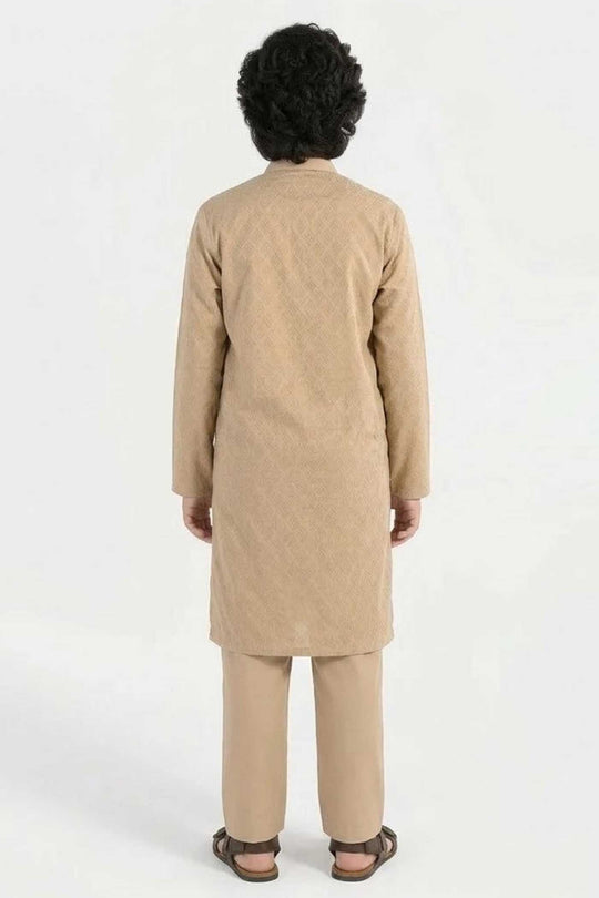 Boys Jacquard Kurta Pajama (Khas) - Beige