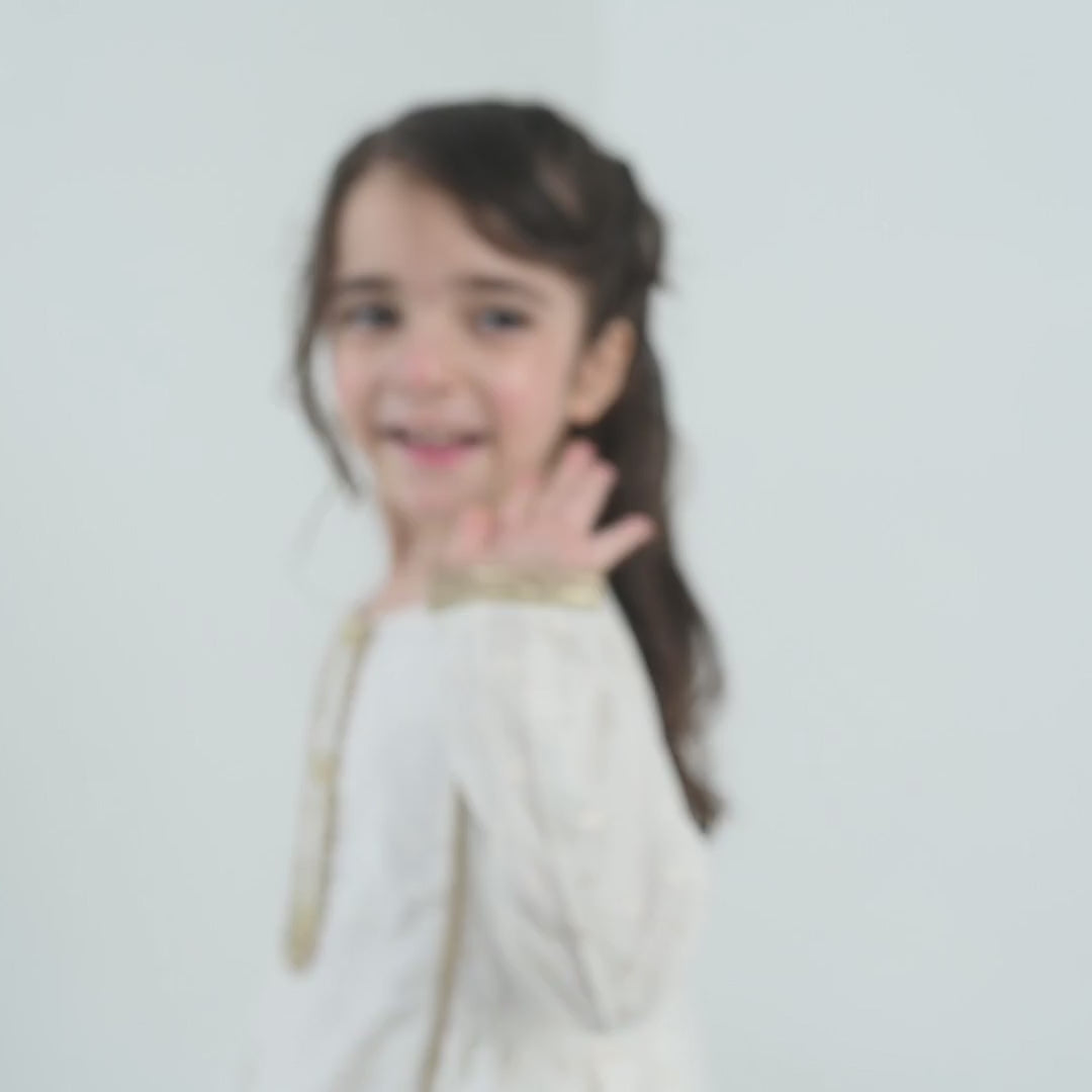 Girls Raw Silk 3Pcs Chandni-Off White