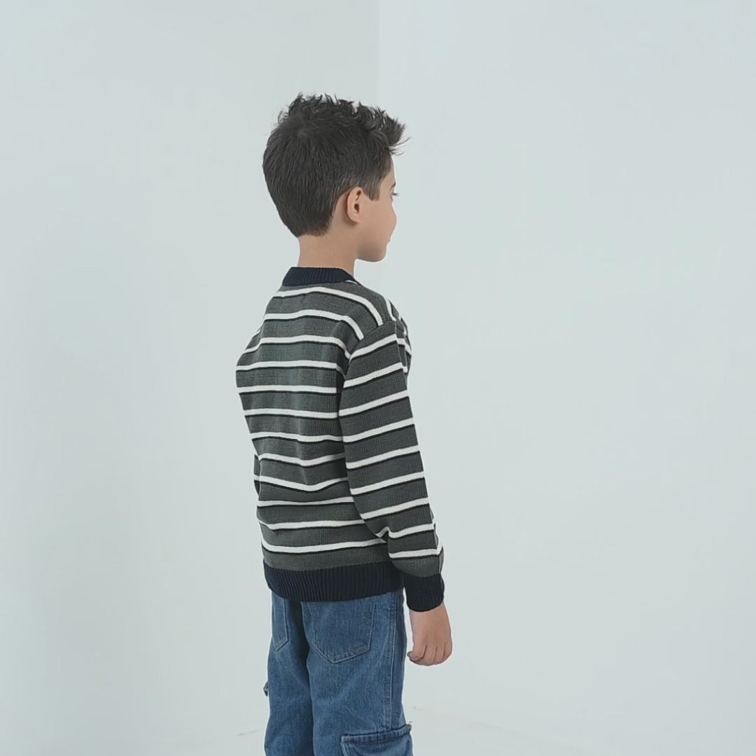 Boys Acrylic Sweater-Epic Fun - Navy.Grey