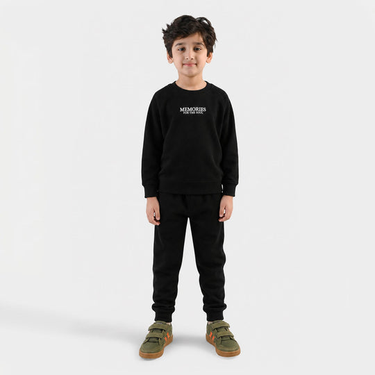 Boys Cotton Interlock 2 Pcs Suit-Black