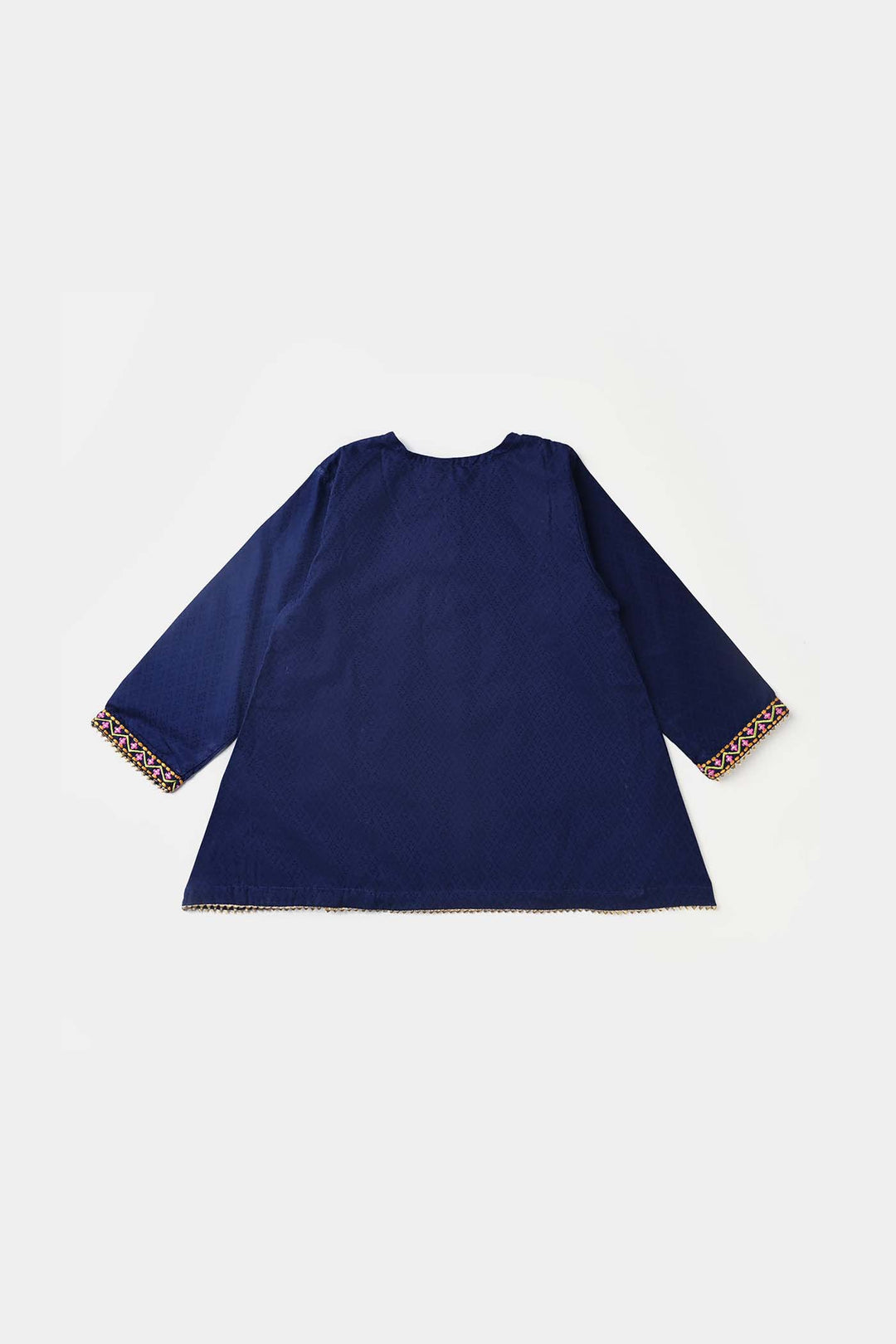 Girls Jacquard EMB 2PC Suit Sakoon-Navy Blue