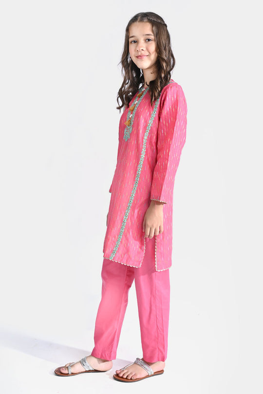 Girls Jacquard 2PC Suit Ronak-Paradise Pink