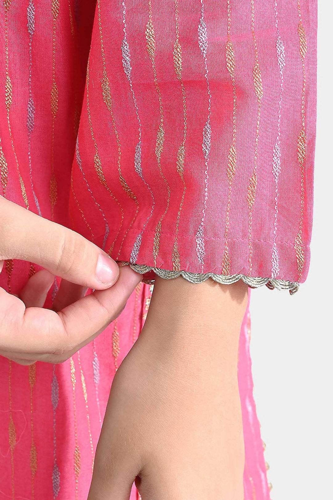 Girls Jacquard 2PC Suit Ronak-Paradise Pink