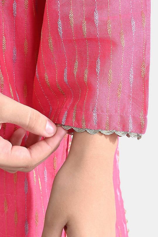 Girls Jacquard 2PC Suit Ronak-Paradise Pink