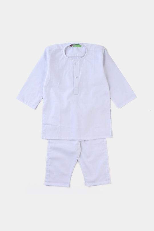 Infant Boys Cotton Poplin Shalwar Suit (Elegant)-White