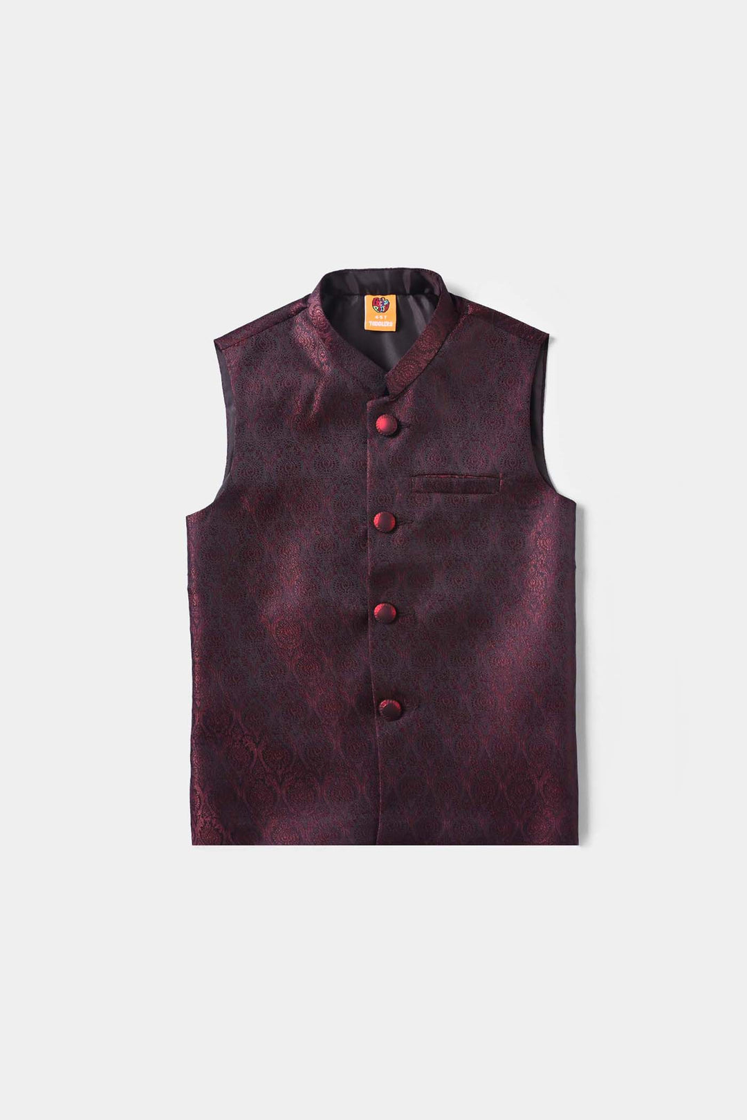 Boys Poly Viscose Waistcoat-MAROON