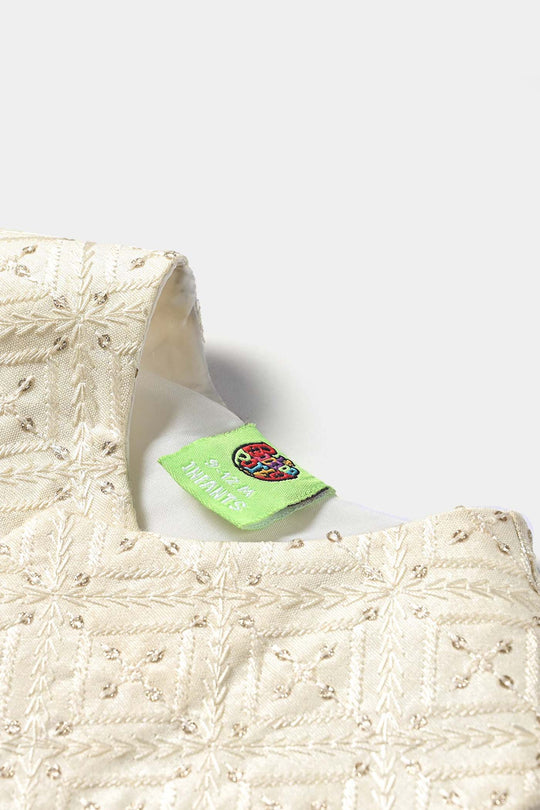 Infant Boys Poly Viscose Waistcoat (Sequence EMB)-Off White