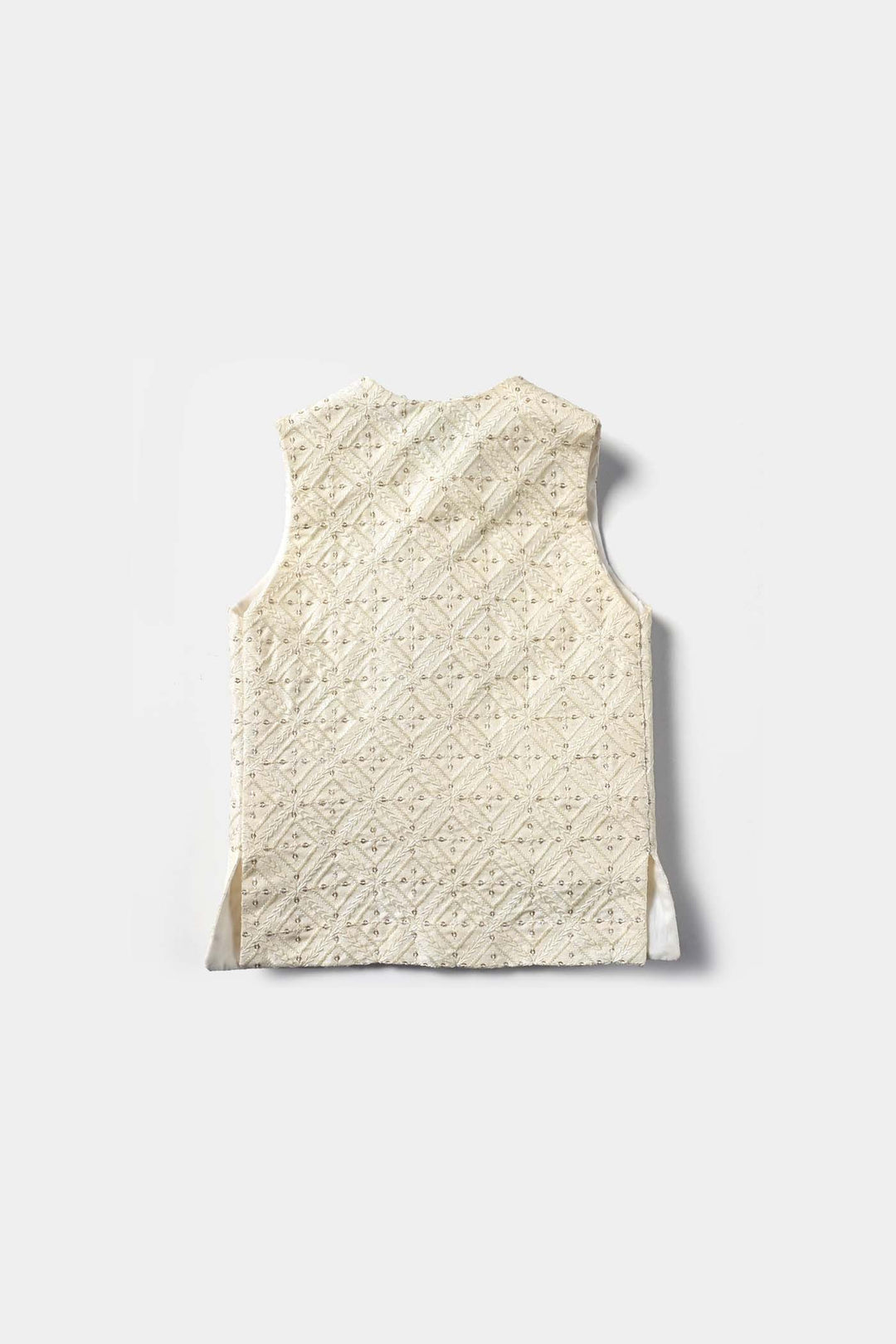 Infant Boys Poly Viscose Waistcoat (Sequence EMB)-Off White