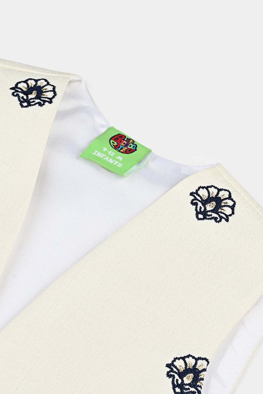 Infant Boys Poly Viscose Waistcoat-Cream