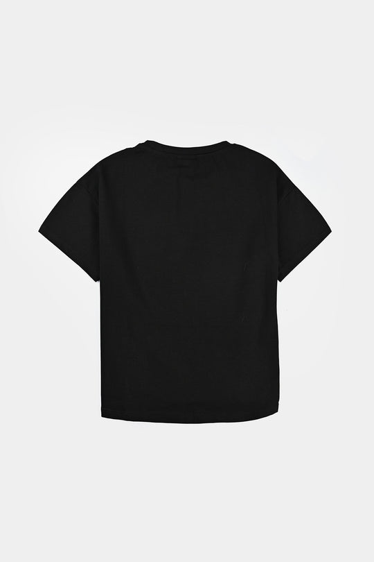 Girls Lycra Jersey T-Shirt Fruit-BLACK