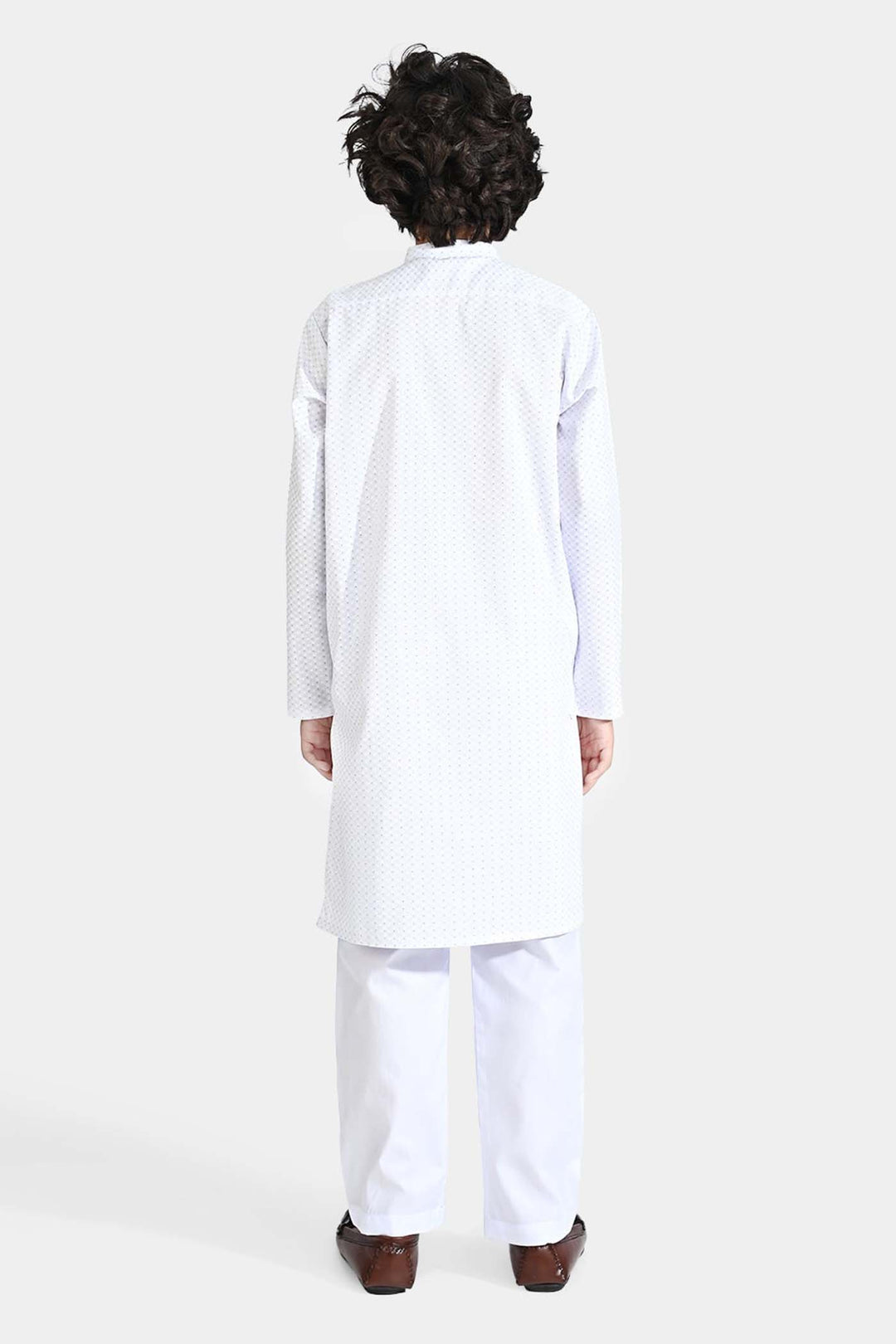Boys Poly Viscose Shalwar Suit (Dots)-White
