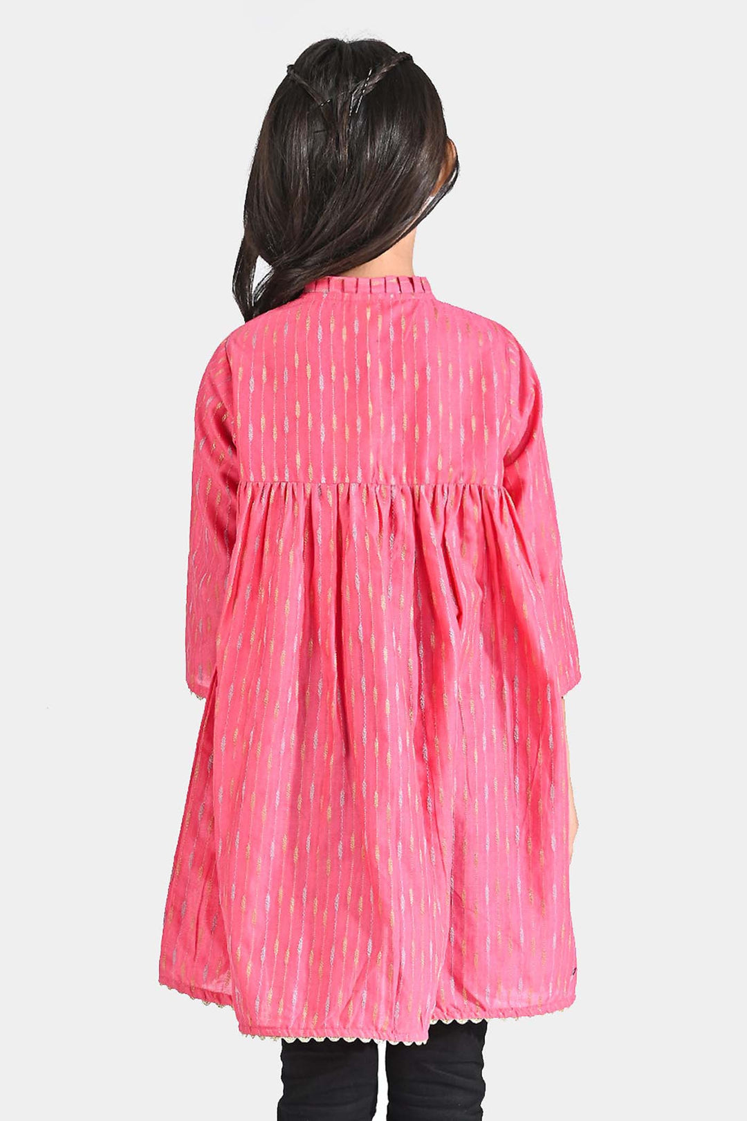 Girls Jacquard Kurti Stylish-Pink