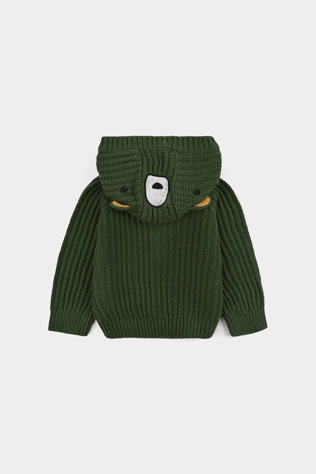 Infant Boys Cotton Sweater Animal Pocket-Green