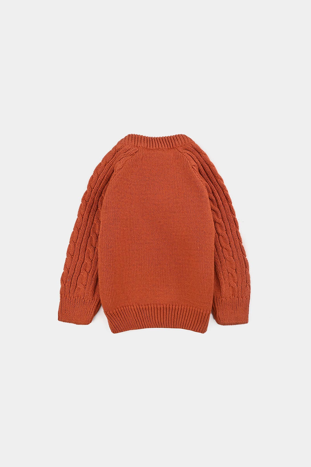 Infant Boys Cotton Sweater Bear Cable-Gold.Flame