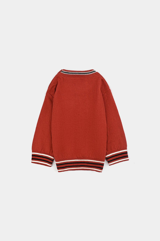Infant Boys Cotton Acrylic Sweater-Rust