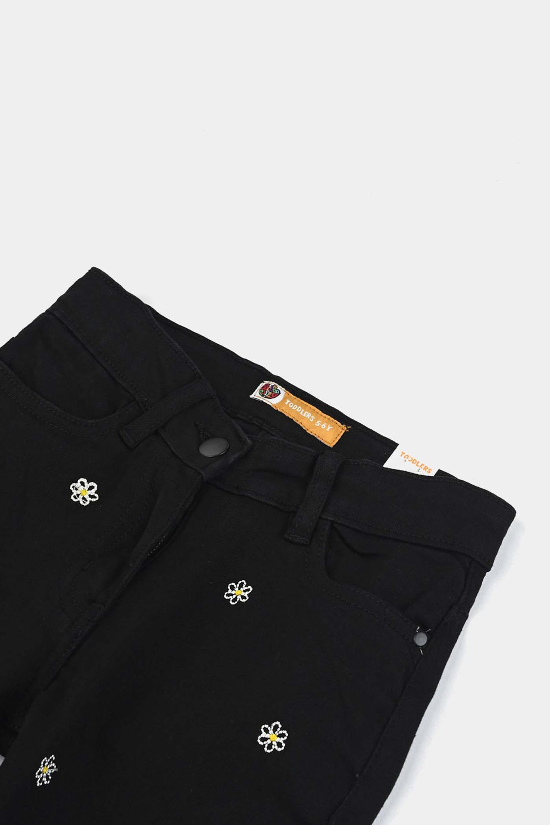 Girls Denim Stretch Pant Yellow floral-BLACK