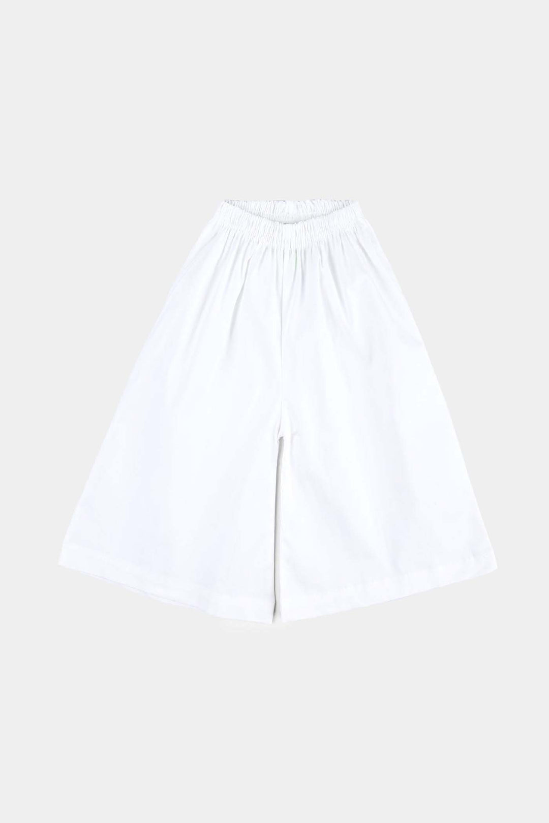 Girls Cotton Plazo -White