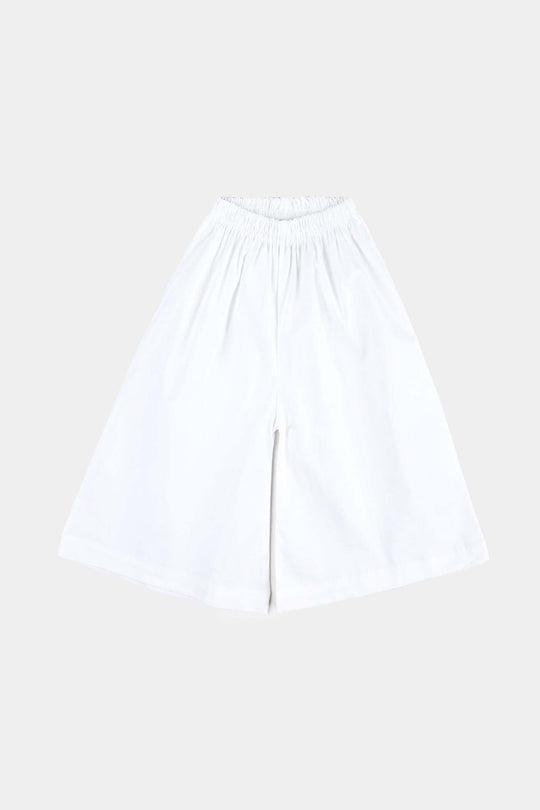 Girls Cotton Plazo -White