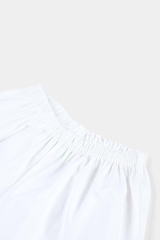 Girls Cotton Plazo -White