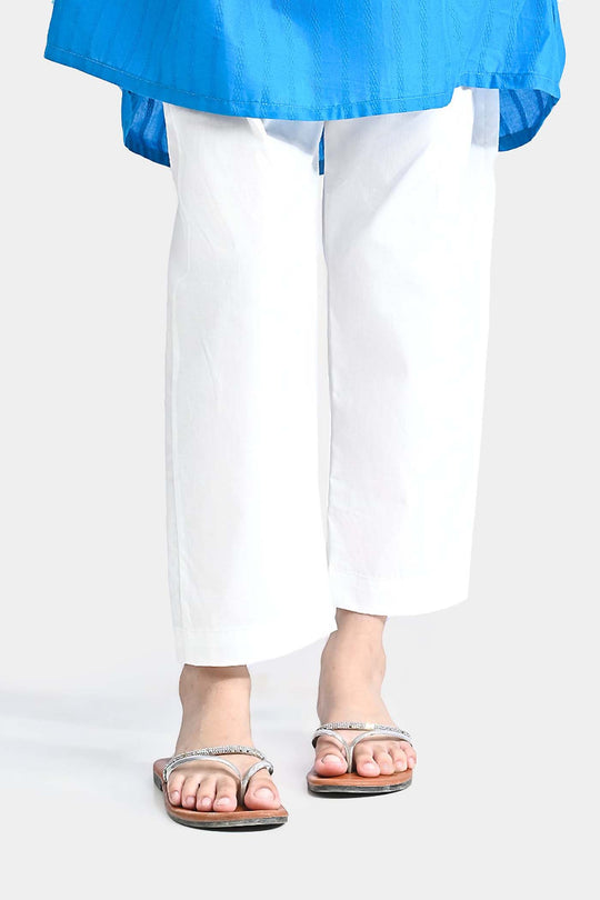 Girls Cotton Eastern Basic Pant - White