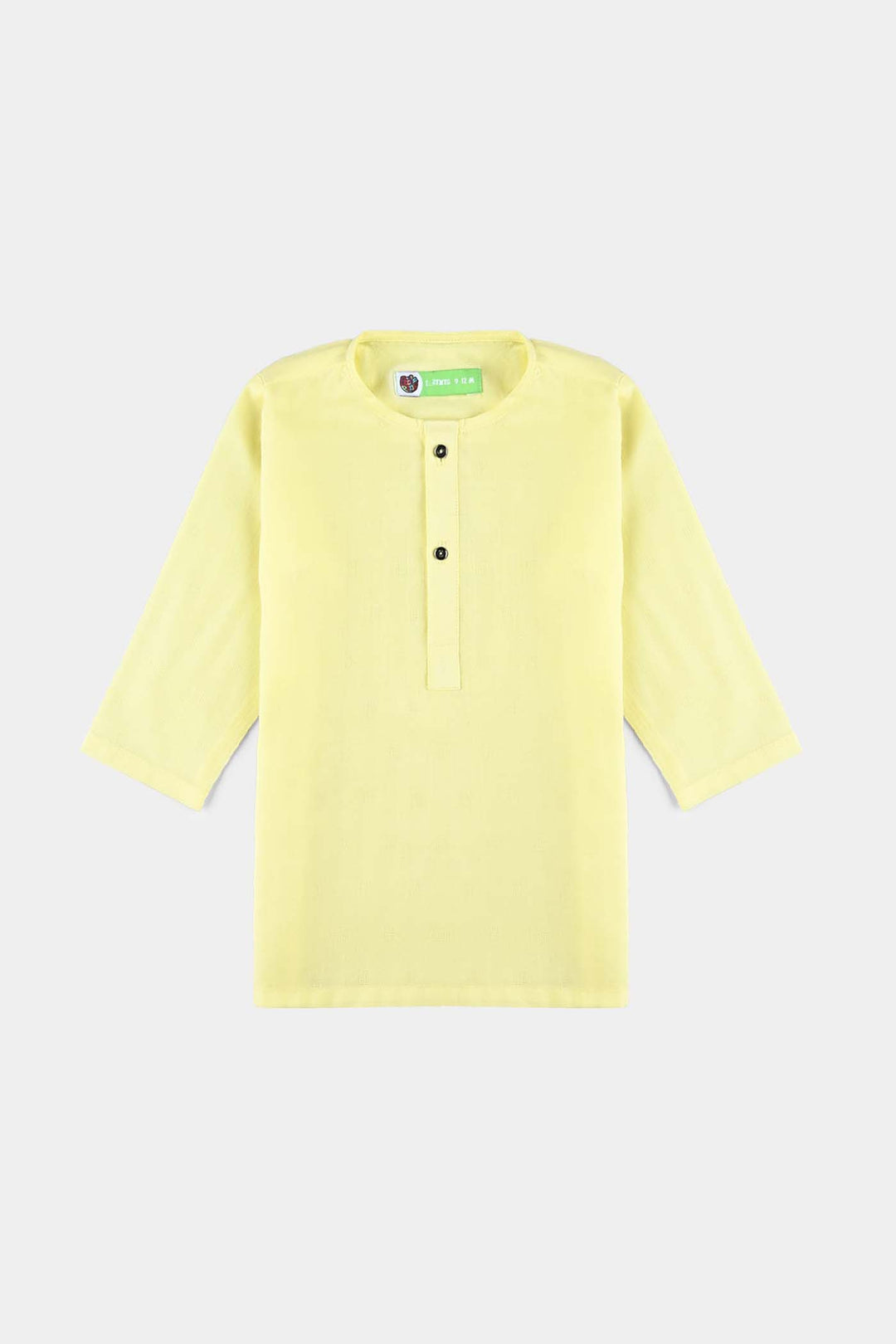 Infants Boys Cotton Jacquard Basic Kurta (VIBRANT)-Yellow