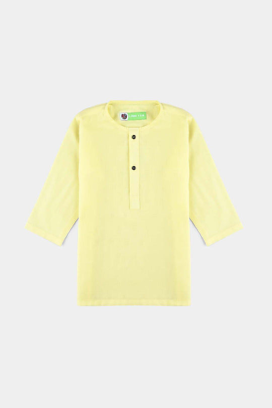 Infants Boys Cotton Jacquard Basic Kurta (VIBRANT)-Yellow