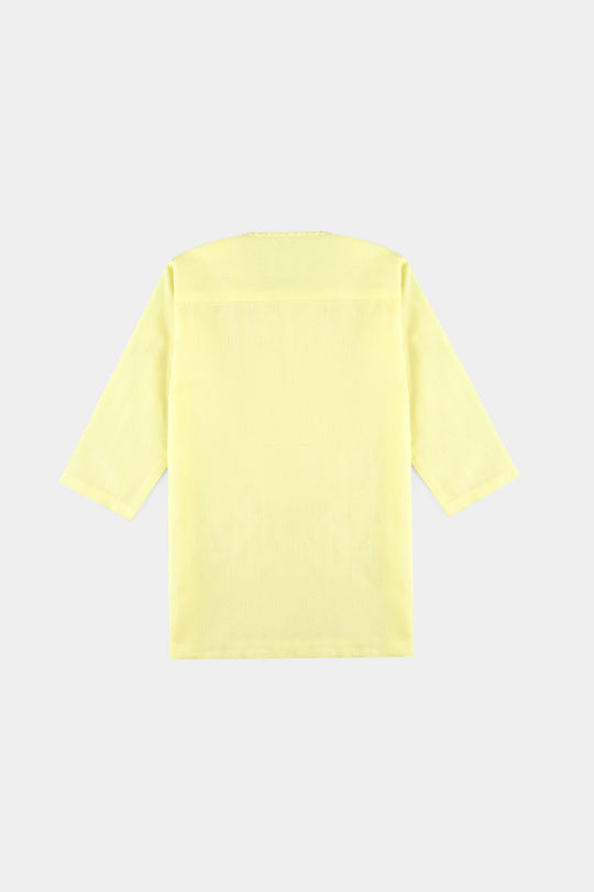 Infants Boys Cotton Jacquard Basic Kurta (VIBRANT)-Yellow