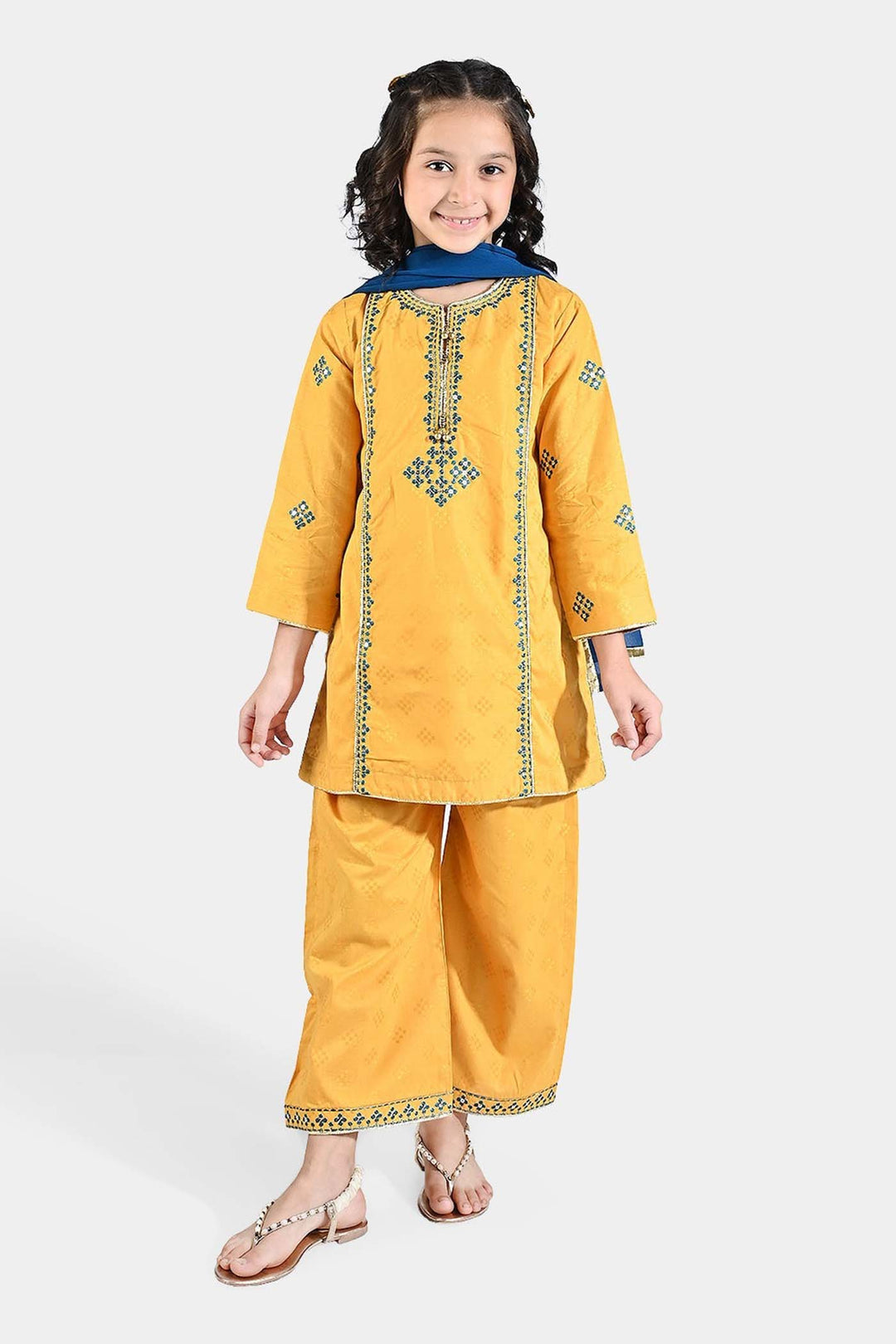 Girls Jacquard 3 Pcs Ishq - Yellow