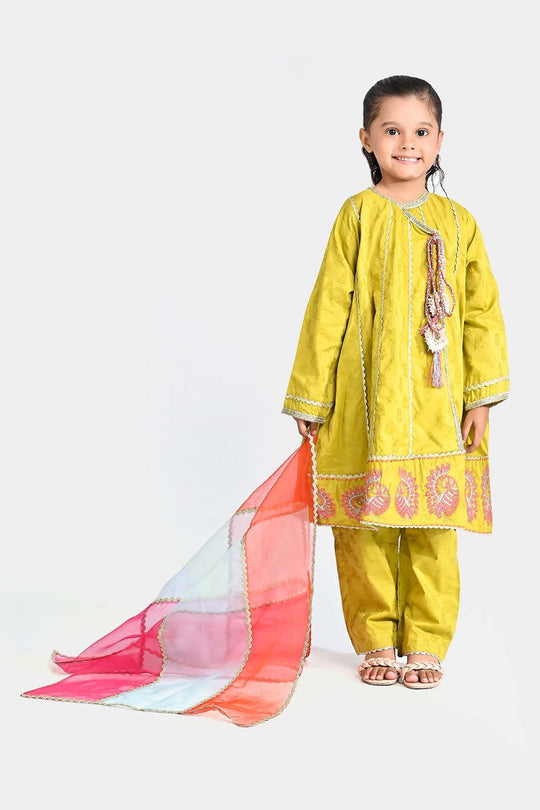 Girls Jacquard 3 Pcs Peacock-Olive.Green