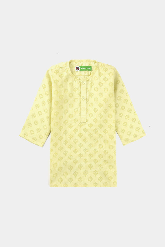 Infants Boys Poly Viscose Basic Kurta (Burn Out)-Yellow