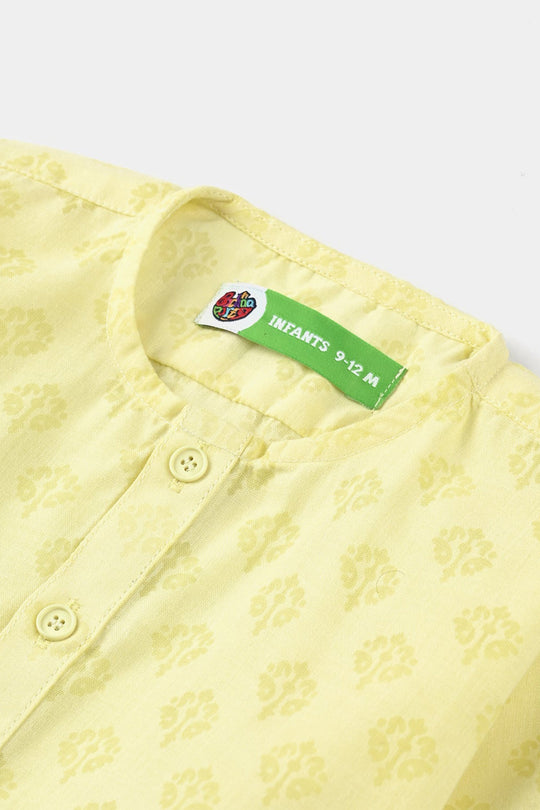 Infants Boys Poly Viscose Basic Kurta (Burn Out)-Yellow