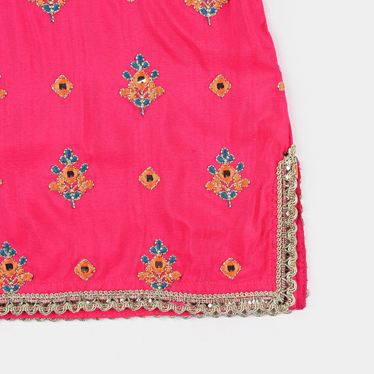 Infant Girls Raw Silk 3Pcs Bahar-Pink