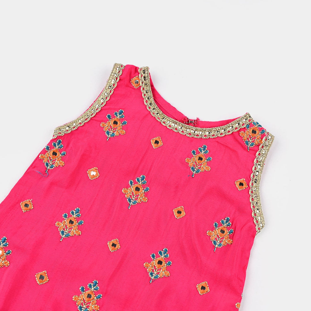 Infant Girls Raw Silk 3Pcs Bahar-Pink