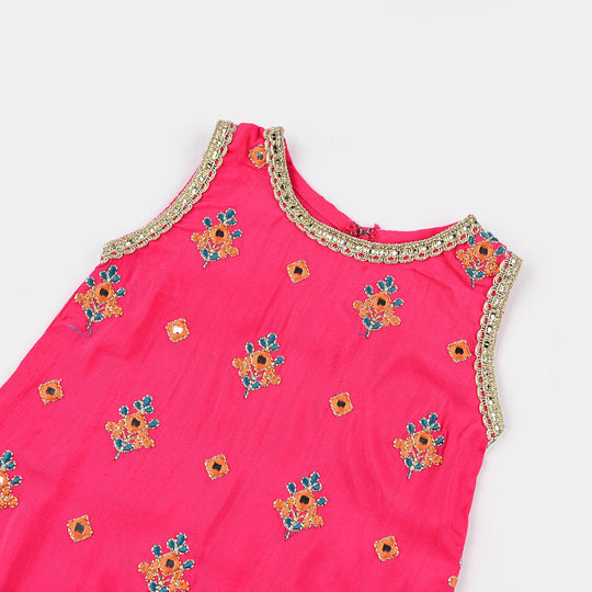 Infant Girls Raw Silk 3Pcs Bahar-Pink