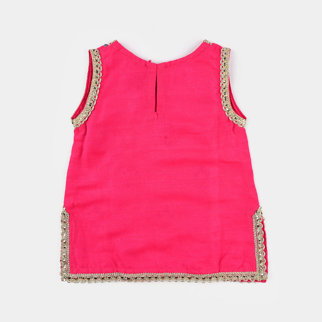 Infant Girls Raw Silk 3Pcs Bahar-Pink