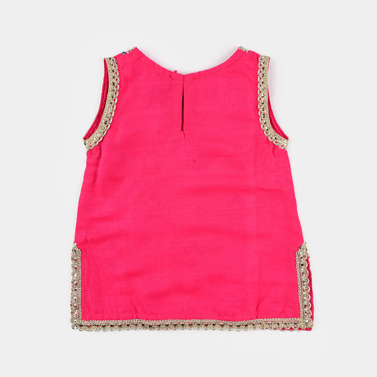 Infant Girls Raw Silk 3Pcs Bahar-Pink