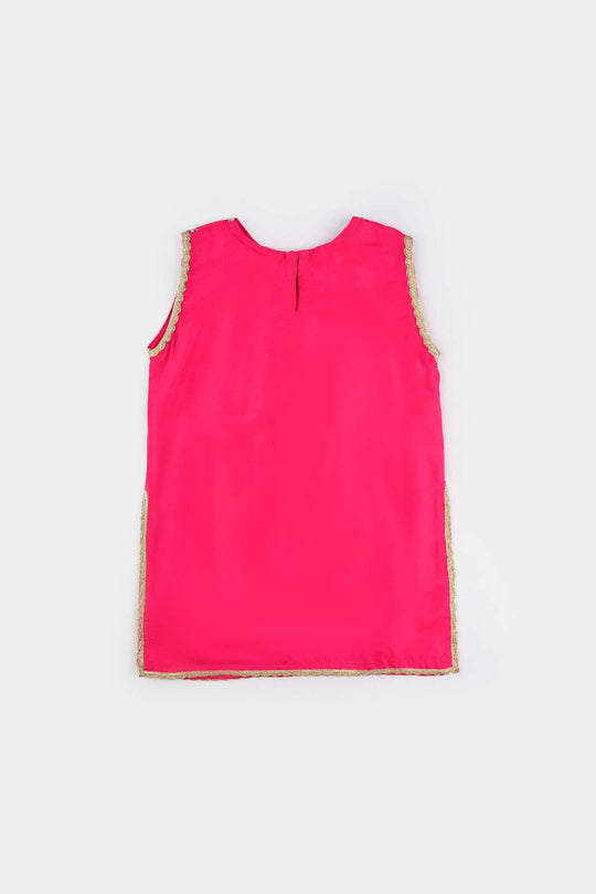 Girls Raw Silk 3 Pcs Bahar-Pink