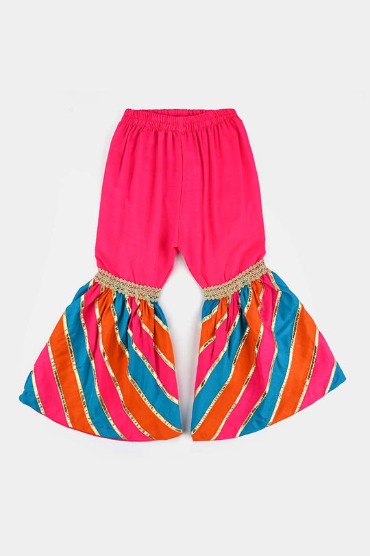 Girls Raw Silk 3 Pcs Bahar-Pink