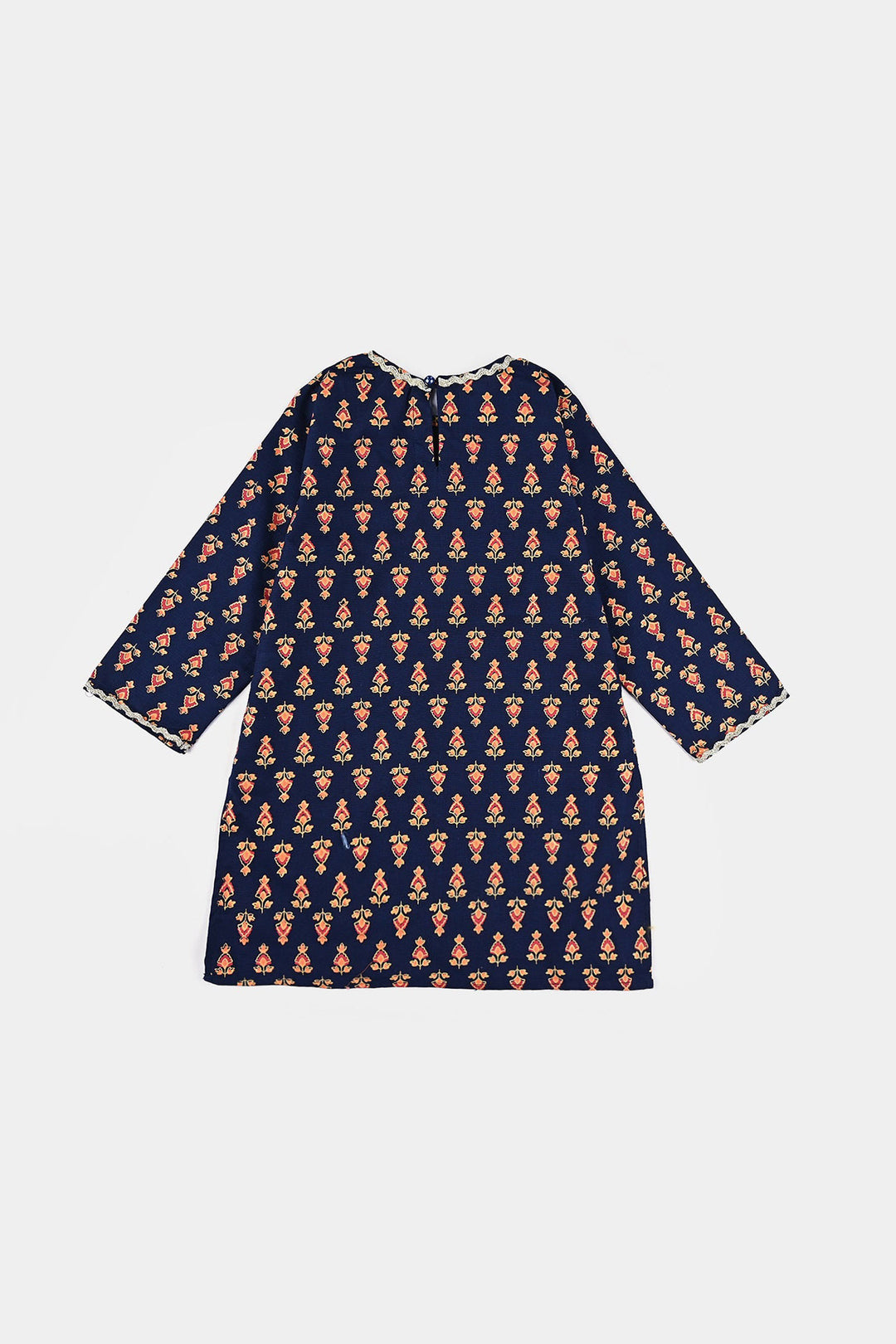 Girls Printed Kurti Chin Boti -3-Navy Blue