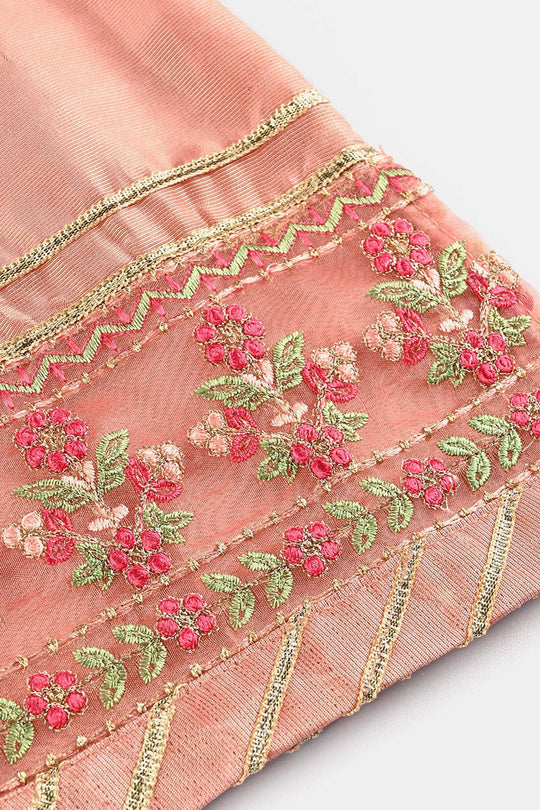 Infant Girls Raw Silk 2 Pcs Little Princess-Peach