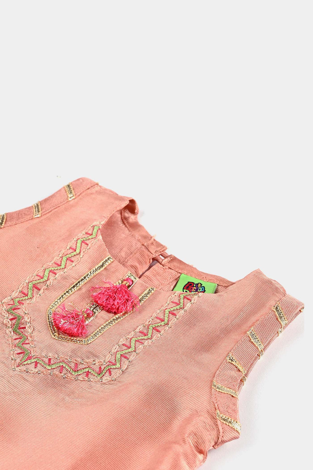 Infant Girls Raw Silk 2 Pcs Little Princess-Peach