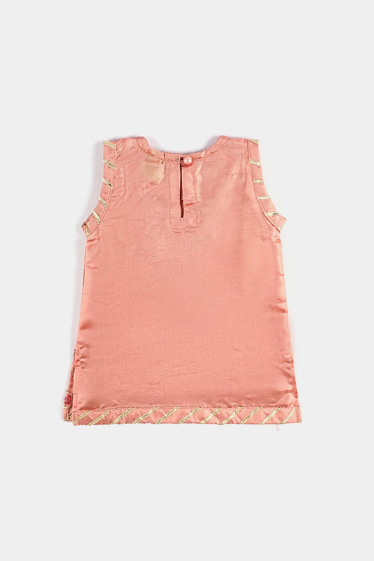 Infant Girls Raw Silk 2 Pcs Little Princess-Peach