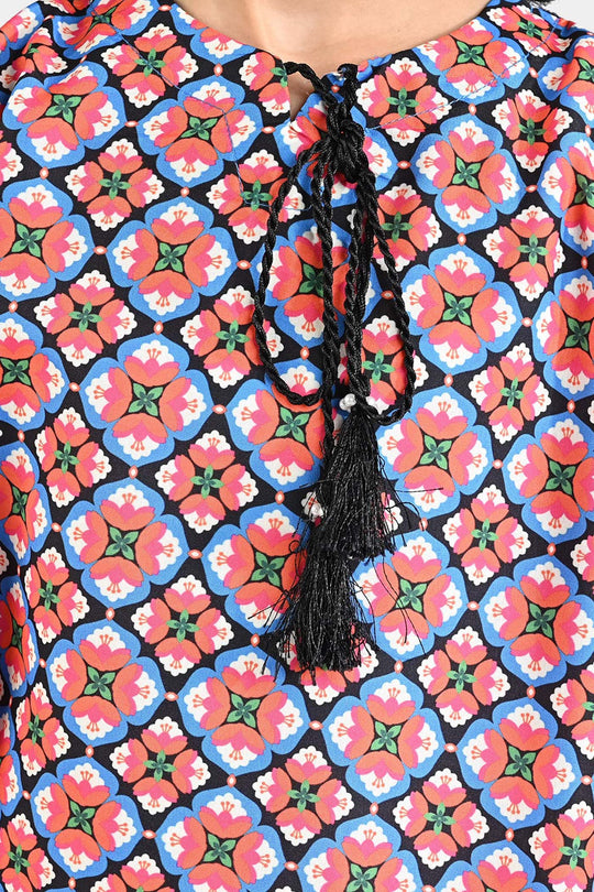 Girls Poly Lawn Printed 2 Pcs Phulkari-Multi