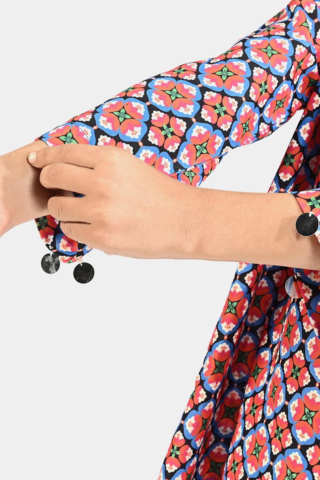 Girls Poly Lawn Printed 2 Pcs Phulkari-Multi