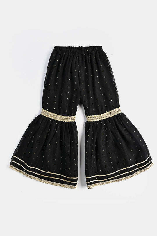 Girls Jacquard 3 Pcs Suit Manzil-BLACK